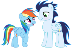 Size: 1280x844 | Tagged: safe, artist:soarindasher10, rainbow dash, soarin', pegasus, pony, g4, female, male, mare, ship:soarindash, shipping, simple background, stallion, straight, transparent background