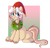 Size: 811x783 | Tagged: safe, artist:lulubell, oc, oc only, oc:lulubell, pony, unicorn, belly, big belly, christmas, chubby, cute, female, freckles, hat, holiday, horn, ocbetes, santa hat, sitting, smiling, solo, unicorn oc, wreath