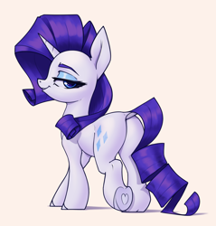 Size: 2200x2300 | Tagged: safe, artist:aquaticvibes, rarity, pony, unicorn, g4, butt, butt focus, featureless crotch, hoof heart, horn, looking at you, looking back, looking back at you, plot, solo, underhoof