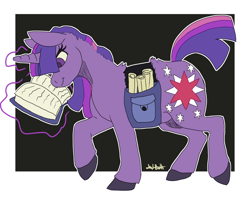 Size: 1360x1075 | Tagged: safe, artist:lawkbutt, twilight sparkle, pony, unicorn, g4, book, horn, solo