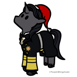 Size: 3000x3000 | Tagged: safe, artist:purple wingshade, oc, oc only, oc:star seeker, pony, unicorn, badge, christmas, clothes, hat, holiday, horn, santa hat, solo, uniform