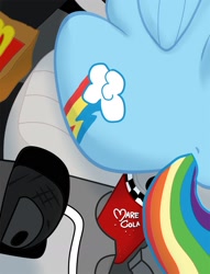 Size: 1200x1570 | Tagged: safe, artist:pony quarantine, rainbow dash, pegasus, pony, g4, car, drink, female, mare, ponified, sitting, soda can, solo, trash