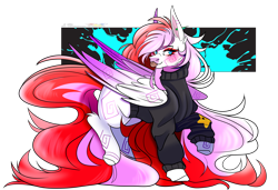 Size: 1750x1200 | Tagged: safe, artist:legendaryshadee, oc, oc:ayame, pegasus, pony, clothes, female, hoodie, mare, solo, tongue out