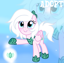 Size: 1216x1196 | Tagged: safe, artist:vi45, oc, oc only, pegasus, pony, adoptable, base used, blue eyes, blushing, crown, eyelashes, female, female oc, gradient background, hoof shoes, jewelry, light pink coat, looking up, mare, mare oc, pegasus oc, peytral, pink coat, princess shoes, raised hoof, regalia, smiling, solo, standing, standing on three hooves, tail, tiara, underhoof, white mane, white tail, zoom layer