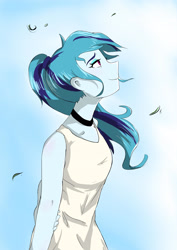 Size: 2059x2912 | Tagged: safe, artist:amazingpuffhair, sonata dusk, human, equestria girls, g4, alternate clothes, breasts, choker, clothes, cute, delicious flat chest, female, smiling, solo, tank top, windswept hair