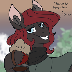 Size: 3000x3000 | Tagged: safe, artist:brainiac, oc, oc:cerise, earth pony, alcohol, beer, bust, christmas, holiday, male, solo, stallion, text