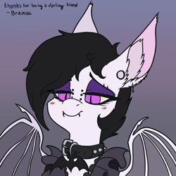 Size: 3000x3000 | Tagged: safe, artist:brainiac, oc, oc:ebony inks, bat pony, bust, christmas, female, holiday, mare, solo, text