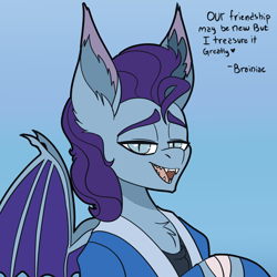 Size: 3000x3000 | Tagged: safe, artist:brainiac, oc, oc:wax n' wane, bat pony, bust, christmas, holiday, male, solo, text