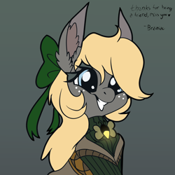 Size: 3000x3000 | Tagged: safe, artist:brainiac, oc, oc:gray star, earth pony, bust, christmas, female, holiday, mare, solo, text