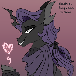 Size: 3000x3000 | Tagged: safe, artist:brainiac, oc, oc:facsimile, changeling, bust, christmas, holiday, male, purple changeling, solo, text