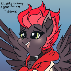 Size: 3000x3000 | Tagged: safe, artist:brainiac, oc, oc:cinder glow, pegasus, bust, christmas, female, holiday, mare, solo, text