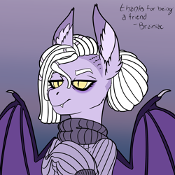 Size: 3000x3000 | Tagged: safe, artist:brainiac, oc, oc:dee, bat pony, bust, christmas, holiday, male, solo, stallion, text