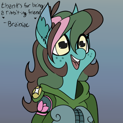 Size: 3000x3000 | Tagged: safe, artist:brainiac, oc, oc:blink, frog, frog pony, hybrid, bust, christmas, female, holiday, mare, solo, text