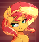 Size: 2076x2272 | Tagged: safe, artist:witchtaunter, sunset shimmer, pony, unicorn, g4, commission, female, horn, mare, piercing