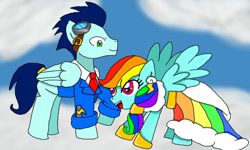 Size: 750x450 | Tagged: safe, artist:cartoonfan88, rainbow dash, soarin', pegasus, pony, g4, female, male, mare, marriage, ship:soarindash, shipping, stallion, straight, wedding