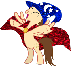 Size: 1600x1494 | Tagged: safe, artist:bubbacheezit, oc, oc only, oc:caleb, alicorn, pony, g4, bipedal, cape, clothes, hat, male, simple background, solo, sorcerer, stallion, transparent background