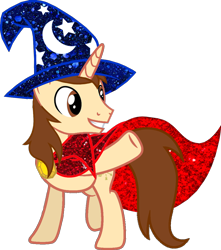 Size: 1024x1156 | Tagged: safe, artist:bubbacheezit, oc, oc only, oc:caleb, alicorn, g4, cape, clothes, hat, male, simple background, solo, sorcerer, transparent background