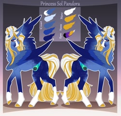 Size: 3300x3150 | Tagged: safe, artist:inisealga, oc, oc only, oc:princess sol pandora, alicorn, alicorn oc, coat markings, cutie mark, horn, reference sheet, socks (coat markings), wings