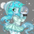 Size: 1024x1024 | Tagged: safe, artist:ella_starshade, oc, oc:eliza snowglobe, pony, unicorn, semi-anthro, clothes, crown, female, horn, jacket, jewelry, mare, regalia, simple background, skirt, snow, snow globe, socks, solo, tiara, winter, zettai ryouiki