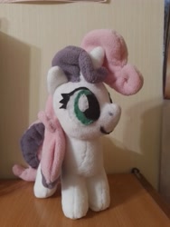 Size: 3000x4000 | Tagged: safe, artist:jbond, sweetie belle, pony, unicorn, g4, female, filly, foal, handmade, horn, indoors, irl, photo, photography, plushie, solo