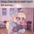 Size: 2664x2664 | Tagged: safe, artist:sodapop sprays, part of a set, derpy hooves, pegasus, pony, series:derpy can't catch a break, g4, blushing, broom, clothes, eye clipping through hair, hat, mcdonald's, solo, text