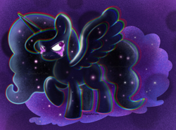 Size: 1280x946 | Tagged: safe, artist:amynewblue, nightmare moon, princess luna, tantabus, alicorn, do princesses dream of magic sheep, g4, my little pony: friendship is magic, abstract background, crying, dream, solo