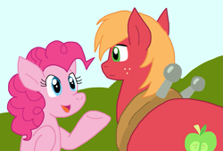 Size: 1269x860 | Tagged: safe, artist:cmara, big macintosh, pinkie pie, earth pony, g4, duo, female, male, mare, open mouth, open smile, smiling, stallion