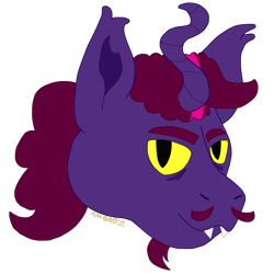 Size: 1666x1666 | Tagged: safe, artist:batpony, oc, oc:voivode vladimyr, alicorn, bat pony, bat pony alicorn, vampire bat pony, bat pony alicorn oc, bat pony oc, bat wings, bust, facial hair, fangs, horn, looking at you, magenta mane, pink mane, purple fur, simple background, solo, transparent background, wings