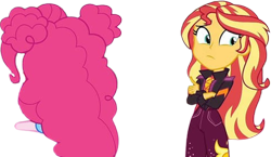 Size: 4331x2520 | Tagged: safe, edit, edited screencap, editor:mrtoonlover83, screencap, pinkie pie, sunset shimmer, human, equestria girls, g4, duo, duo female, female, not a vector