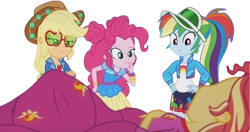 Size: 4478x2366 | Tagged: safe, edit, edited screencap, editor:mrtoonlover83, screencap, applejack, pinkie pie, rainbow dash, sunset shimmer, human, equestria girls, g4, background removed, not a vector