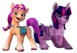 Size: 902x623 | Tagged: safe, artist:tankengine52, sunny starscout, twilight sparkle, alicorn, g4, g5, my little pony: a new generation, female, simple background, sunny and her heroine, transparent background, twilight sparkle (alicorn)