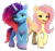 Size: 829x782 | Tagged: safe, artist:tankengine52, fluttershy, misty brightdawn, pegasus, unicorn, g4, g5, horn, misty and her heroine, rebirth misty, simple background, transparent background