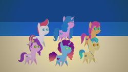 Size: 1920x1080 | Tagged: safe, artist:carrotorangelight, hitch trailblazer, izzy moonbow, misty brightdawn, pipp petals, sunny starscout, zipp storm, g5, mane five, mane six (g5), night, stroll