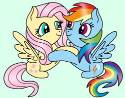 Size: 1280x1007 | Tagged: safe, artist:mrsdashskies, fluttershy, rainbow dash, pegasus, pony, female, hug, mare