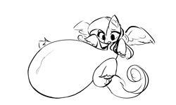 Size: 2724x1632 | Tagged: safe, artist:dominantmay, fluttershy, belly, big belly, digestion, huge belly, sketch, vore