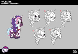 Size: 2099x1464 | Tagged: safe, violette rainbow, pony, unicorn, g5, my little pony: tell your tale, official, .psd available, concept art, expressions, female, filly, foal, horn, solo