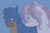 Size: 1200x780 | Tagged: safe, artist:universalheart, gallus, oc, oc:summerfree apple, earth pony, griffon, pony, g4, blue background, canon x oc, gay, interspecies, male, pixel-crisp art, shipping, simple background