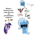 Size: 1059x1065 | Tagged: safe, artist:ligmire, trixie, twilight sparkle, unicorn, g4, alicorn amulet, burger, element of magic, food, hay burger, horn, meme, playing card, pride, pride flag, sunglasses