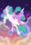 Size: 1614x2283 | Tagged: safe, artist:birchmarsh, princess celestia, twilight sparkle, alicorn, pony, cloud, duo, eyes closed, female, fluffy, flying, jewelry, mare, sky, smiling, starry eyes, sunset, twilight sparkle (alicorn), unshorn fetlocks, wingding eyes