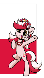 Size: 676x1196 | Tagged: safe, artist:brella, oc, oc:poland, earth pony, pony, belly, bipedal, cropped, flag, nation ponies, national flag, poland, ponified, solo