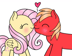 Size: 1280x1007 | Tagged: safe, artist:mrsdashskies, big macintosh, fluttershy, earth pony, pegasus, pony, blushing, eyes closed, female, male, mare, nuzzling, ship:fluttermac, shipping, stallion, straight