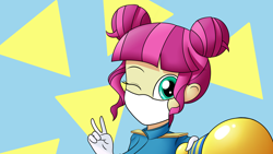 Size: 7920x4455 | Tagged: safe, artist:horsecat, majorette, sweeten sour, g4, 16:9, absurd resolution, face mask, mask