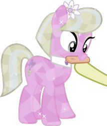 Size: 3217x3759 | Tagged: safe, artist:firlin123, lilac luster, crystal pony, pony, g4, games ponies play, my little pony: friendship is magic, .svg available, background pony, female, flower, flower in hair, mare, mouth hold, simple background, solo, svg, transparent background, vector