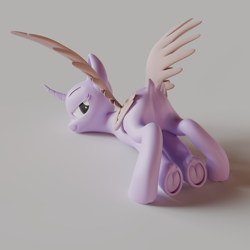 Size: 1920x1920 | Tagged: safe, artist:meng xin, alicorn, pegasus, pony, unicorn, 3d, 3d model, butt, horn, looking at you, smiling, smiling at you