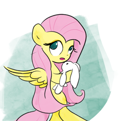 Size: 3000x3000 | Tagged: safe, artist:widelake, angel bunny, fluttershy, pegasus, g4, simple background, solo