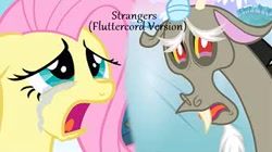 Size: 336x188 | Tagged: safe, discord, fluttershy, g4, my little pony: friendship is magic, the return of harmony, crying, ice, implied discoshy, implied shipping, implied straight, link, puppy dog eyes, song, the legend of zelda