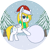 Size: 1089x1086 | Tagged: safe, artist:angie imagines, oc, oc only, oc:swift wing, pegasus, pony, blonde, blonde hair, christmas, clothes, eyepatch, female, hat, holiday, outdoors, partially transparent background, pegasus oc, pine tree, santa hat, scarf, snow, snowball, snowfall, solo, tree, winter, winter outfit