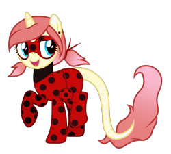 Size: 2233x2007 | Tagged: safe, artist:missmoonlightangel, oc, oc:star flower light, pony, unicorn, clothes, cosplay, costume, female, horn, mare, miraculous ladybug, simple background, solo, transparent background