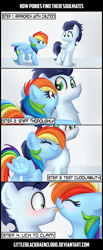 Size: 1572x3813 | Tagged: safe, artist:lbrcloud, rainbow dash, soarin', pegasus, pony, g4, behaving like a cat, comic, cuddling, cute, dashabetes, female, licking, male, mare, scrunchy face, ship:soarindash, shipping, sniffing, stallion, straight, text, tongue out, wings