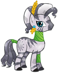 Size: 1488x1854 | Tagged: safe, artist:cloudy glow, zecora, zebra, g4, alternate hairstyle, crystallized, ear piercing, earring, female, jewelry, laurel wreath, piercing, quadrupedal, simple background, solo, tail, tail wrap, transparent background, vector